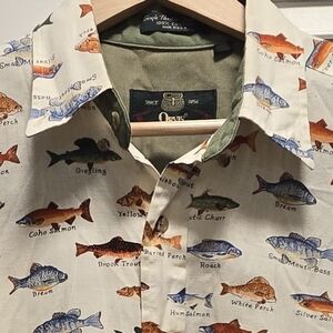 Orvis Men's Fish Print Casual Button Down Shirt - Multicolor